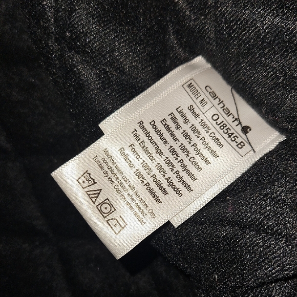 Carhartt Black Zip Hooded Insulated Jacket with Logo Patch XL - Picture 9 of 12